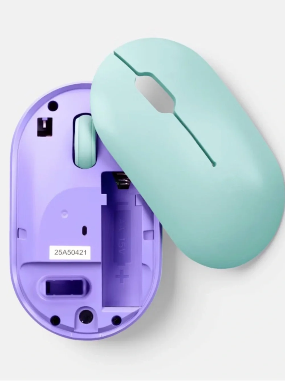 heyday Compact Wireless Mouse - Mint Teal with Purple Trim